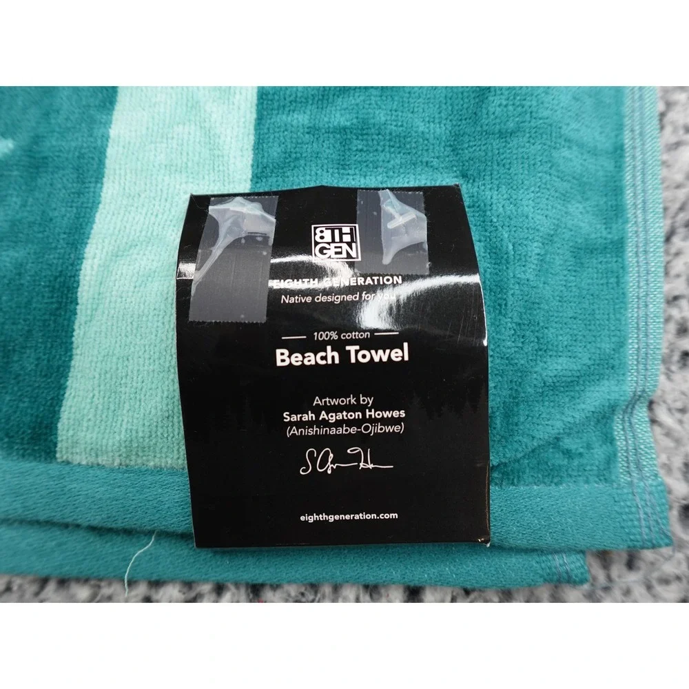 Eighth Generation Beach Towel Unisex 40x70 Teal NWT Sarah Agaton Howes Geometric